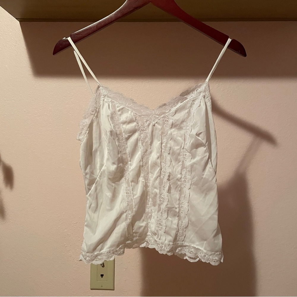 Vintage 80s 90s White Lace Cami Top